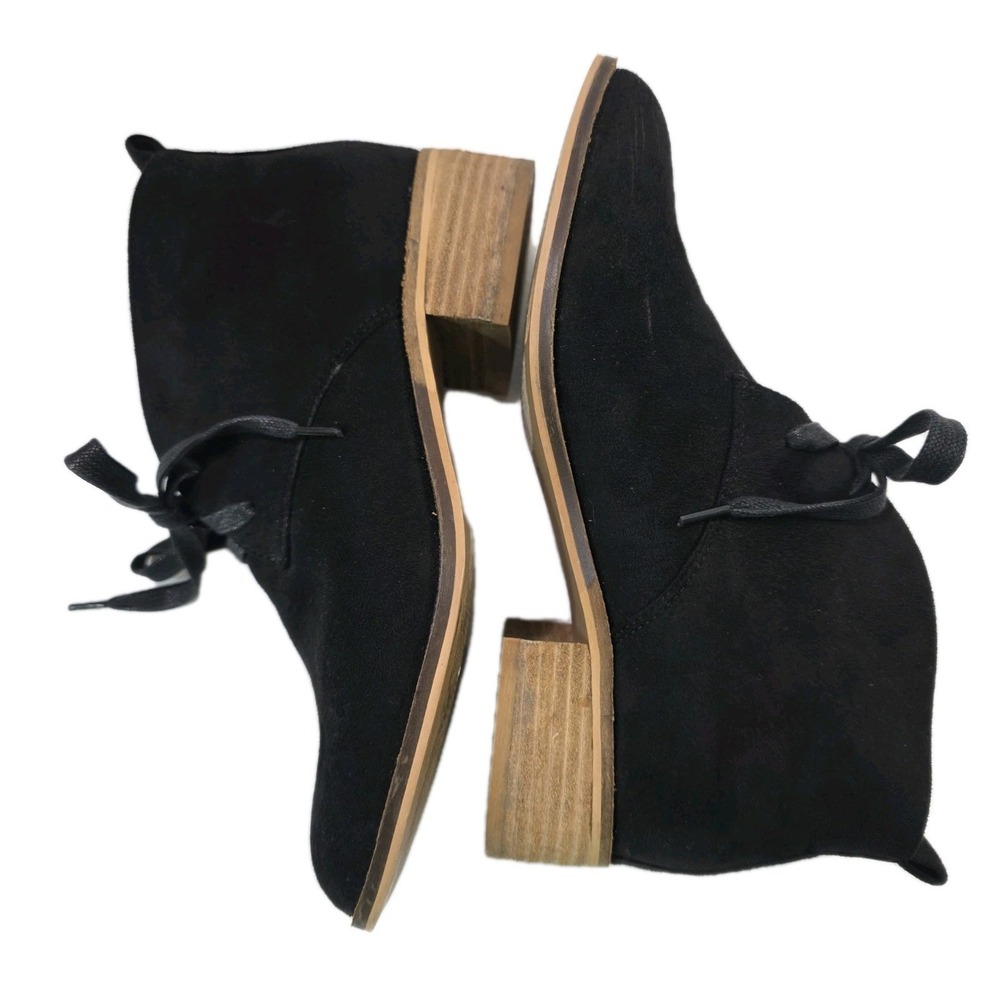 Hey Girl by Corkys Totes Chelsea Black Lace Up Suede Like Booties Shoes Size 8